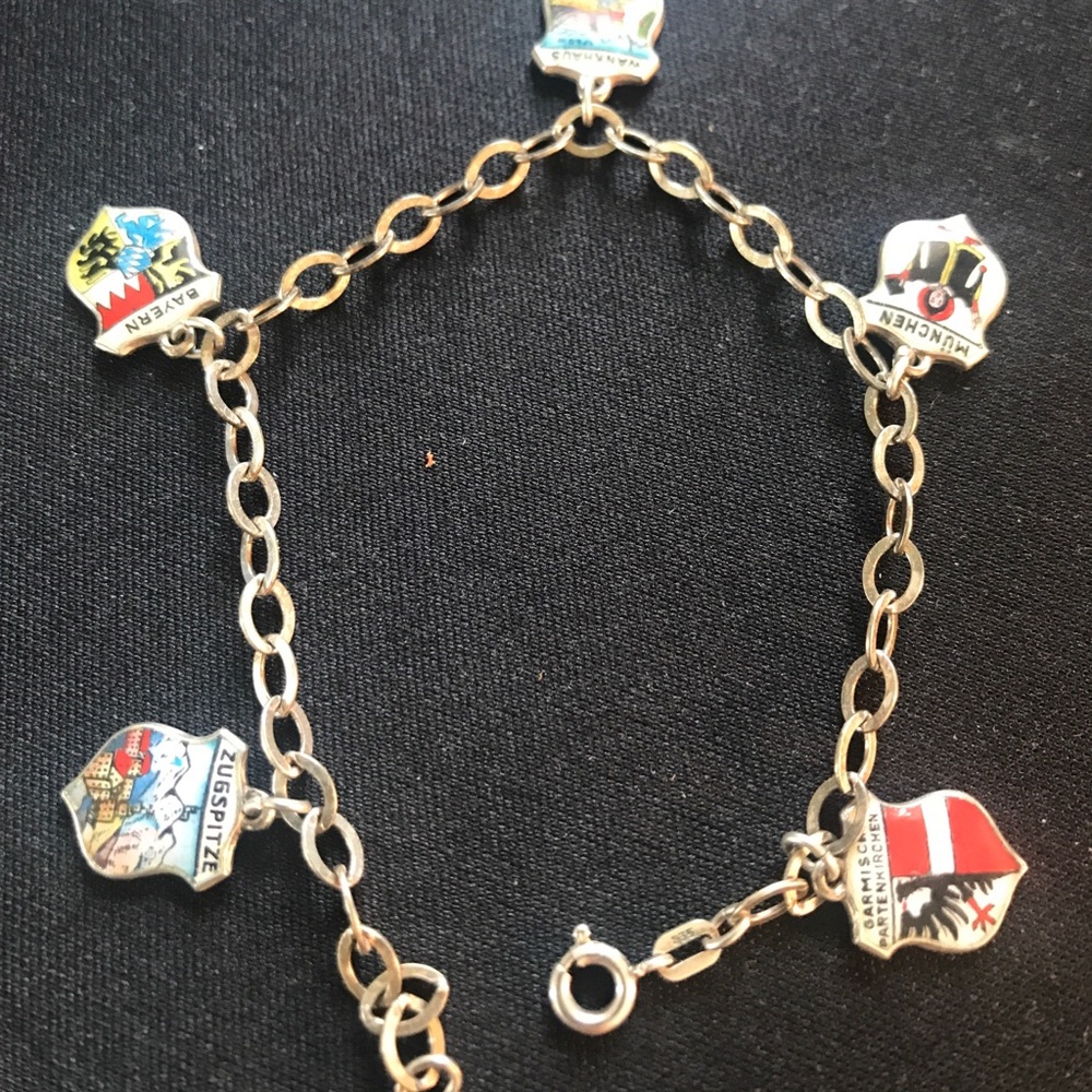 835 PL shields enamel charm bracelet sterling